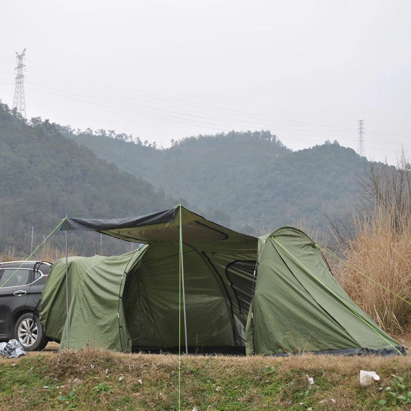Upgraded SUV Rear Tent (5-8 Persons) with Awning & Support Poles