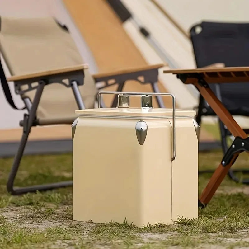 Outdoor 13L Portable Cooler Box (Vintage Style Car Fridge)