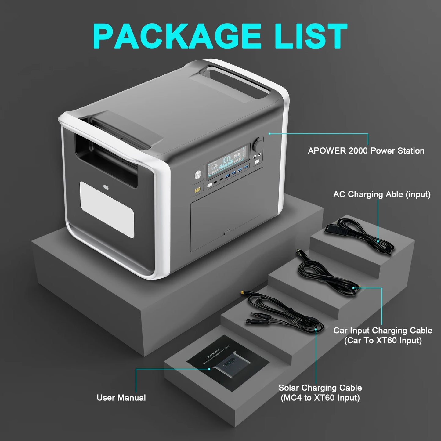 Portable Camping Power Station (Solar Generator (500W–2600W) with 110V/220V AC)