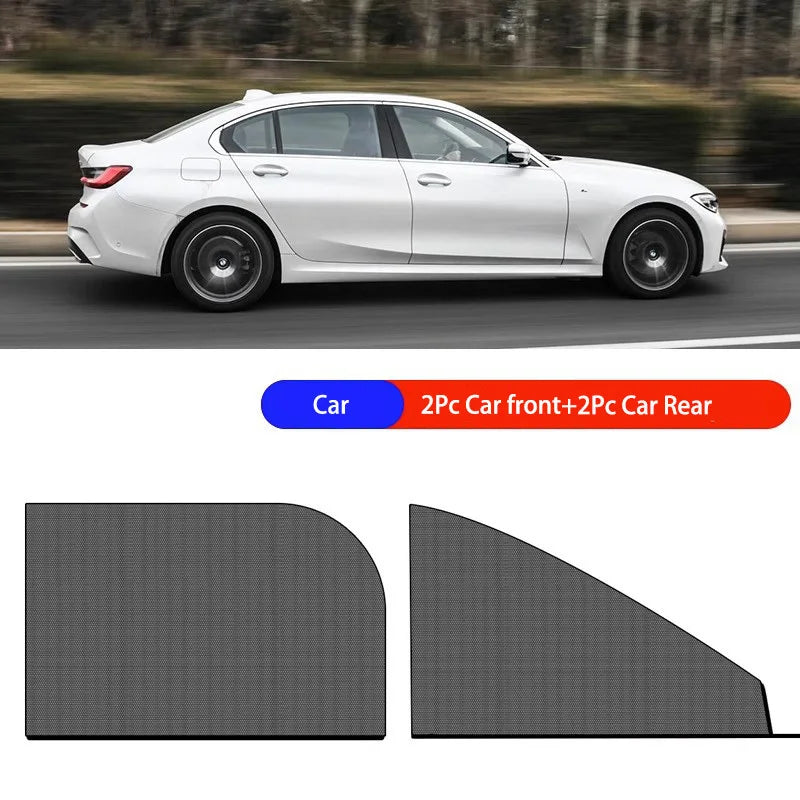 Elastic Mesh Car Window Shades – UV & Mosquito Protection for Front & Rear Side Windows