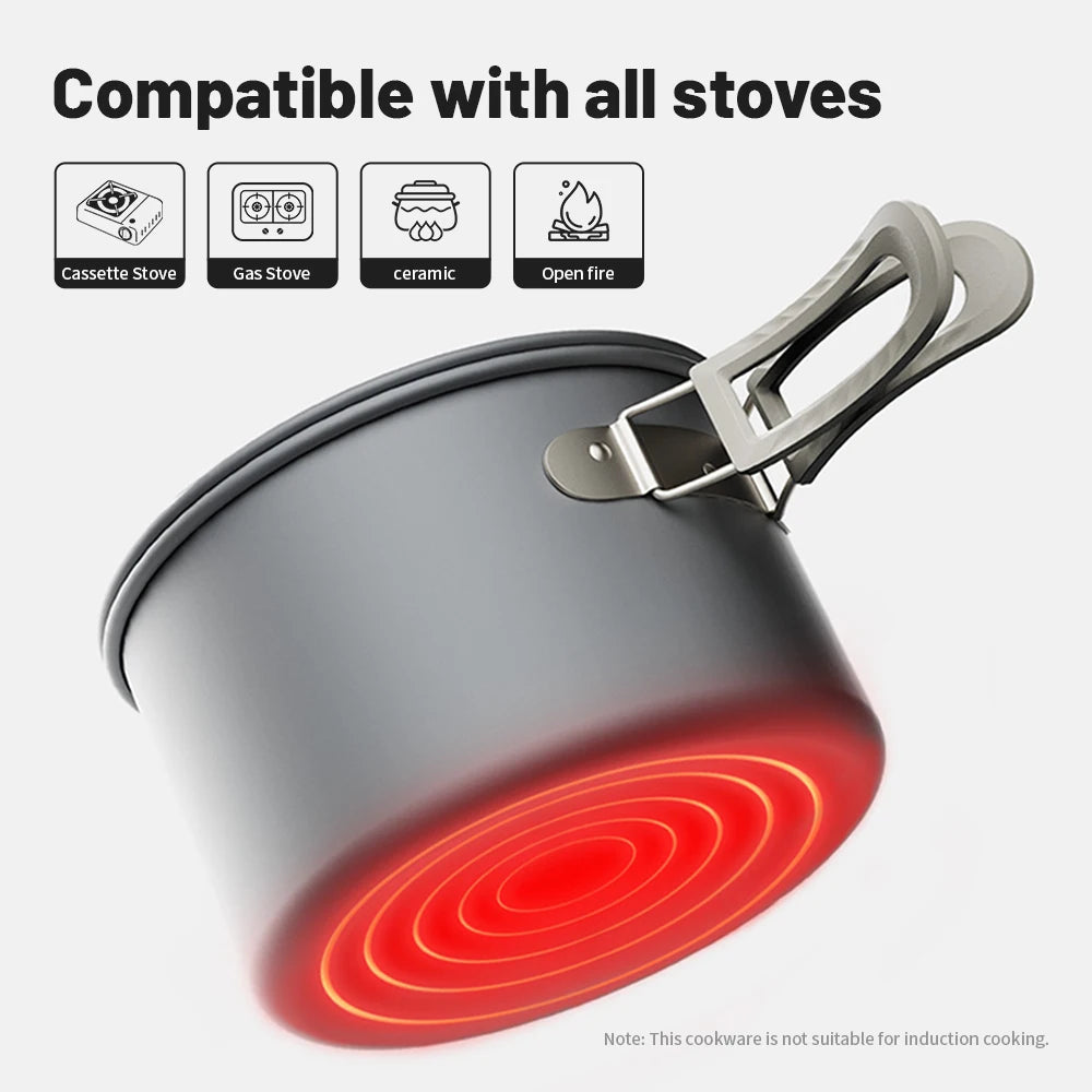 Portable Camping Kitchenware Set (Collapsible Frying Pan & Kettle)