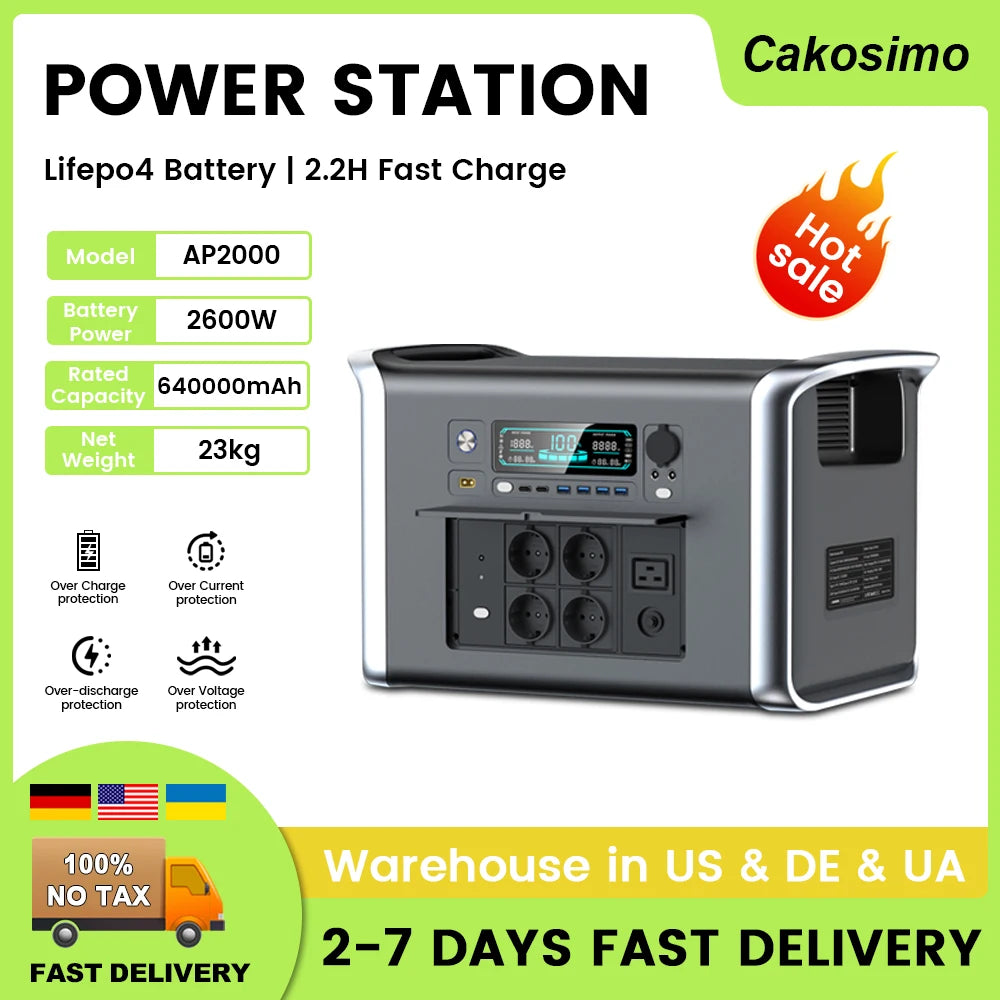 Portable Camping Power Station (500W to 2600W Solar Generator & Backup Battery)