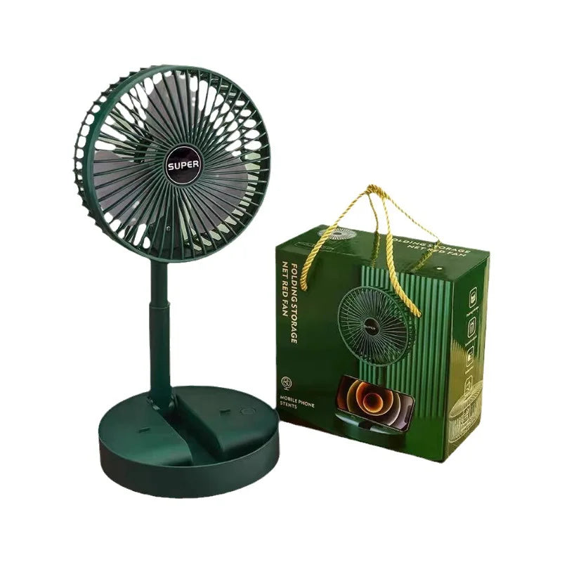 Compact Folding USB Fan – Rechargeable Wireless Desktop Fan for Students & Home Use