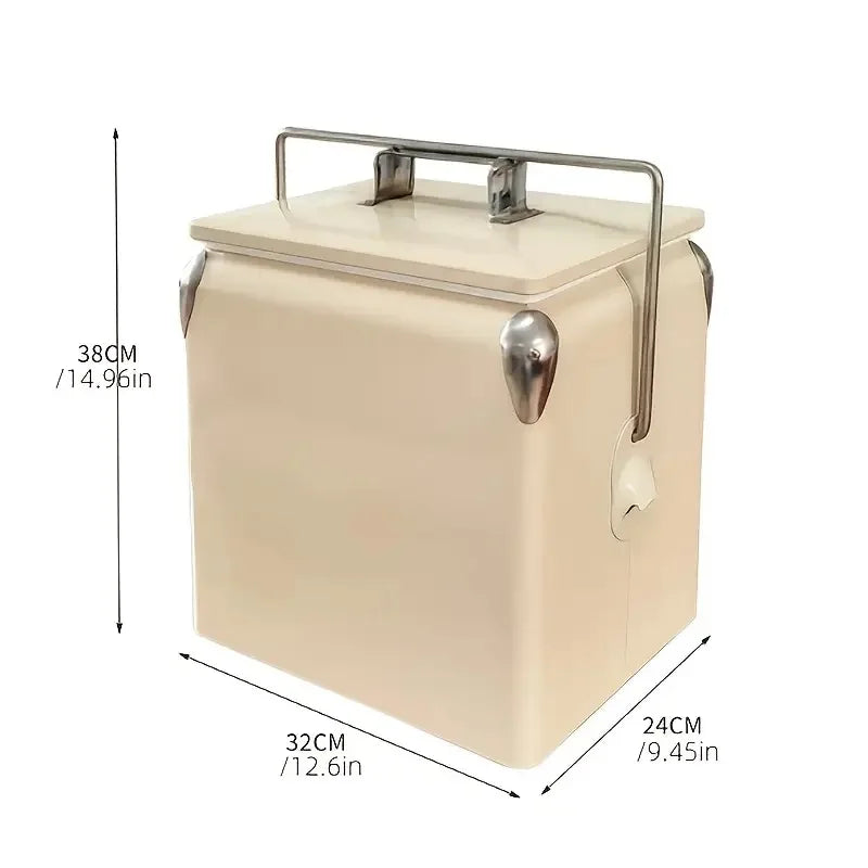 Outdoor 13L Portable Cooler Box (Vintage Style Car Fridge)