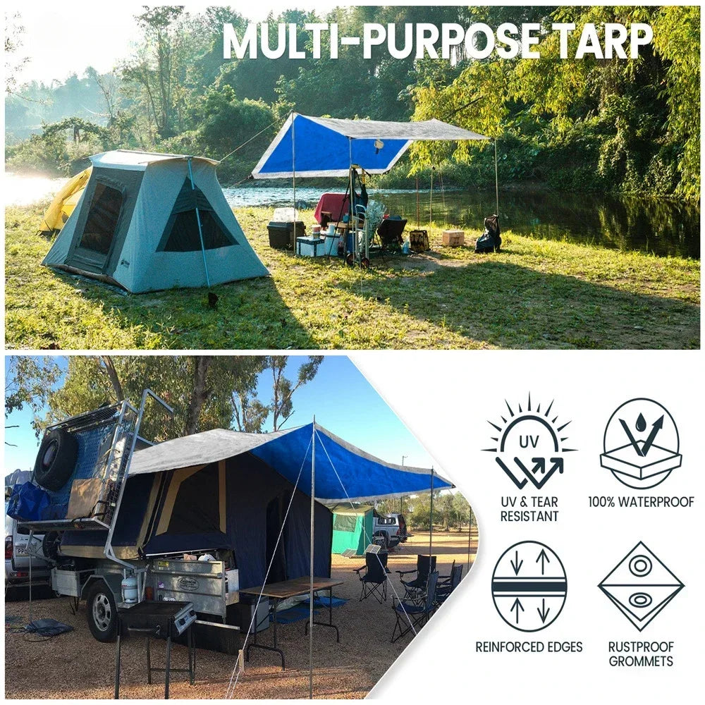 Car Side Awning with Poles (Waterproof Rooftop Tent & Camping Shelter)