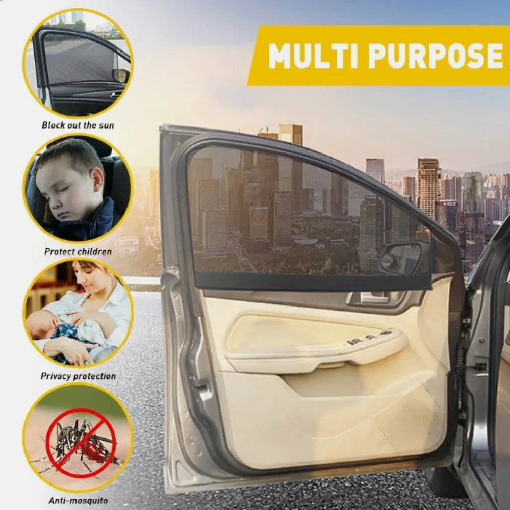 Car Window & Door Anti-Mosquito Screens (4PCS Breathable with Ventilation & Cooling Nets)