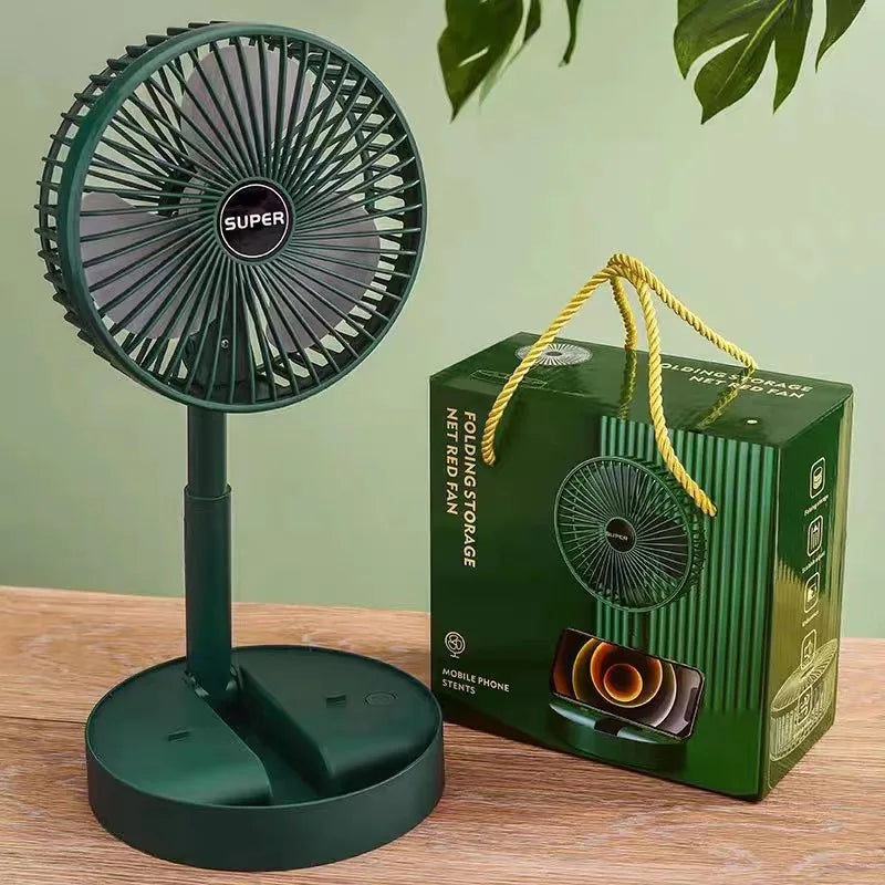 Compact Folding USB Fan – Rechargeable Wireless Desktop Fan for Students & Home Use