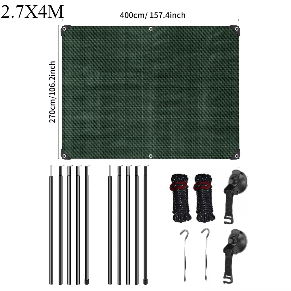 Car Side Awning with Poles (Waterproof Rooftop Tent & Camping Shelter)