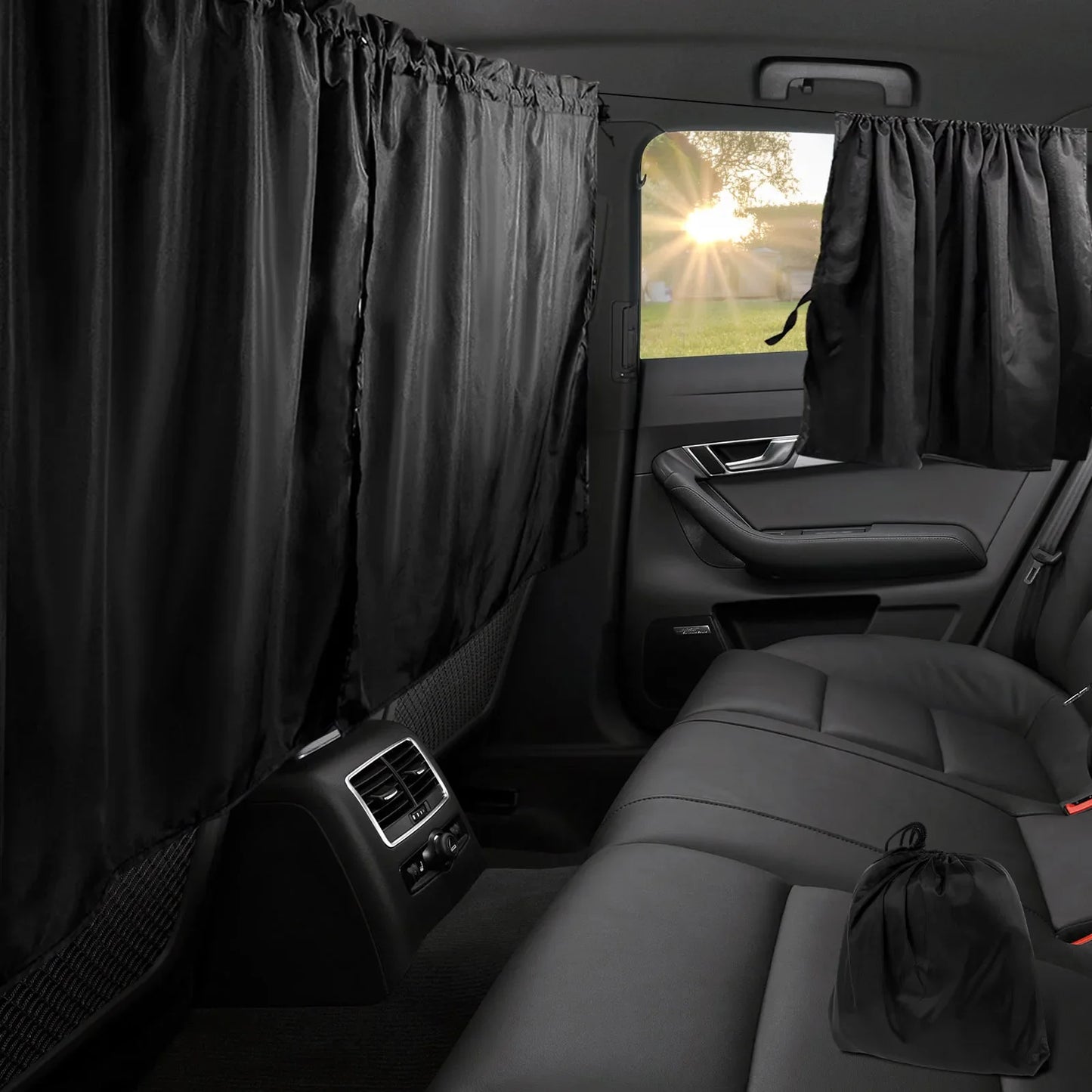 Universal Car Privacy Curtains – Blackout Divider for Rear Seat & Side Window Shades