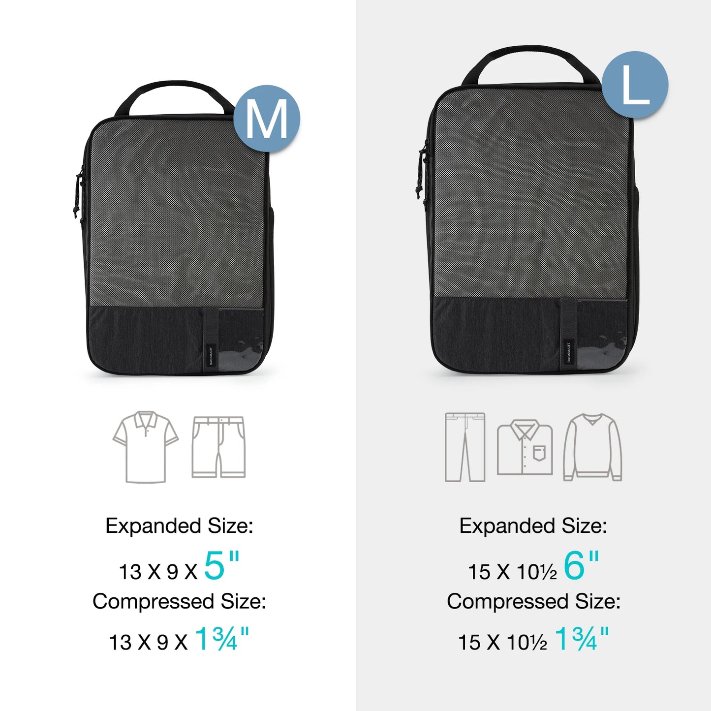 Durable & Lightweight Organizer Compression Packing Cubes Bags Set (2/4/6)