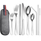 Camping Cutlery Set with Stainless Steel Spoons, Forks, Chopsticks, & Straw with Portable Case