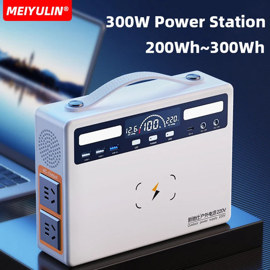 Portable 300W Solar Generator – 81000mAh Power Station with Wireless & USB-C Charging for Outdoors