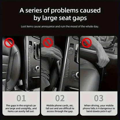 Car Seat Gap Storage Organizer – 2PC Waterproof PU Gap Fillers with Grooves