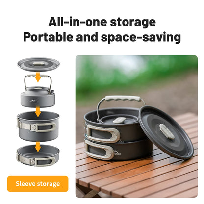 Portable Camping Kitchenware Set (Collapsible Frying Pan & Kettle)