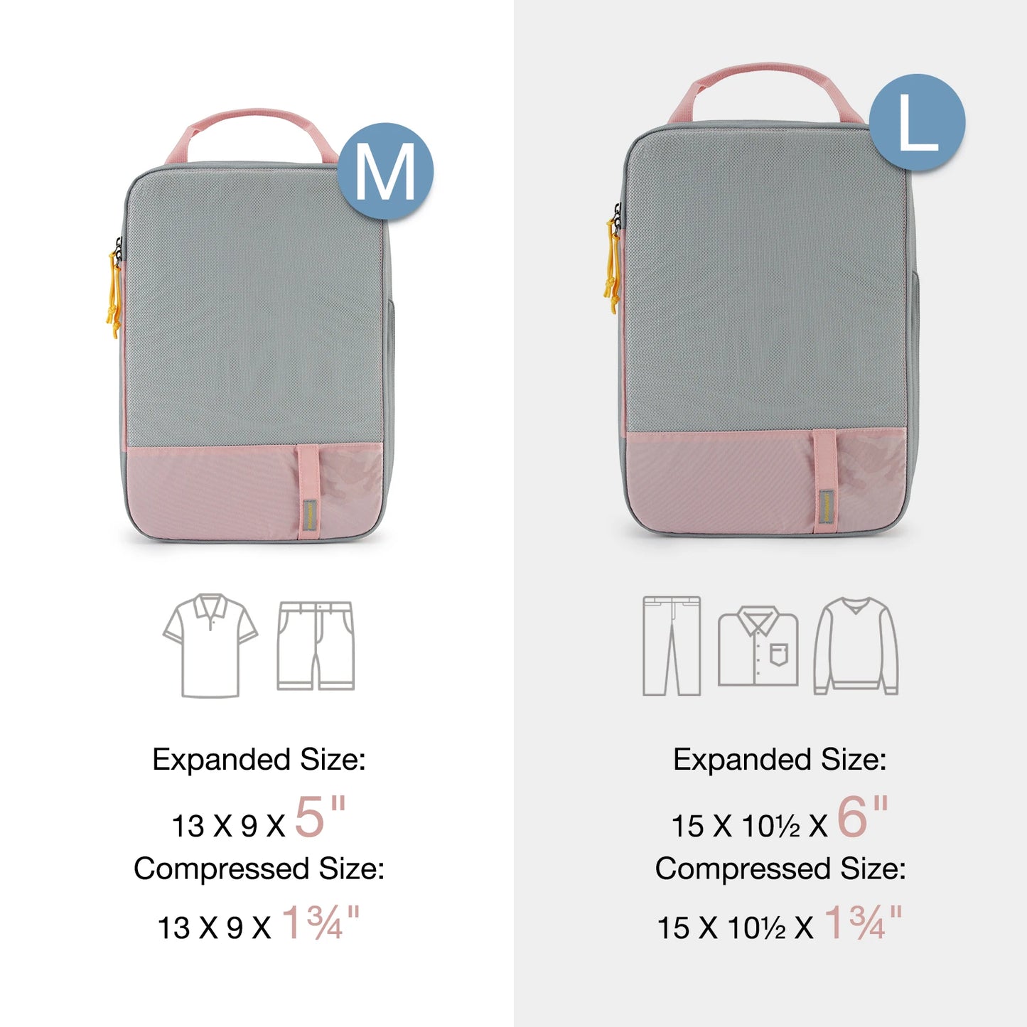 Durable & Lightweight Organizer Compression Packing Cubes Bags Set (2/4/6)