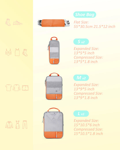 Durable & Lightweight Organizer Compression Packing Cubes Bags Set (2/4/6)