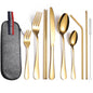 Camping Cutlery Set with Stainless Steel Spoons, Forks, Chopsticks, & Straw with Portable Case