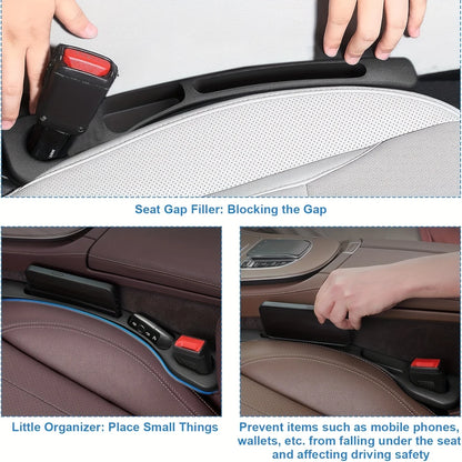Car Seat Gap Storage Organizer – 2PC Waterproof PU Gap Fillers with Grooves