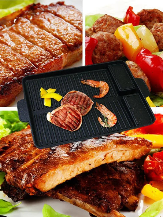 Portable Non-Stick BBQ Grill Plate (32x26cm Korean Barbecue Style)