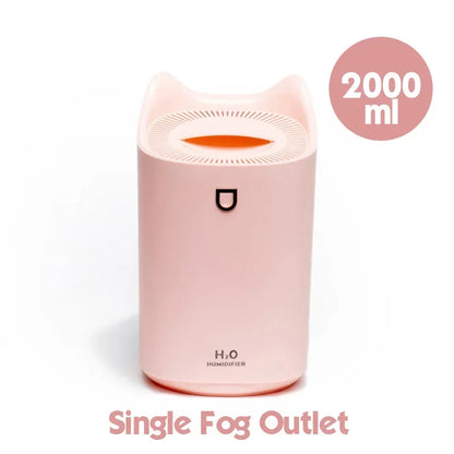 2L Light Humidifier Home Desktop Air Water Replenishment And Humidification Cat Ear Shaped Portable Ultrasonic Air Humidifier