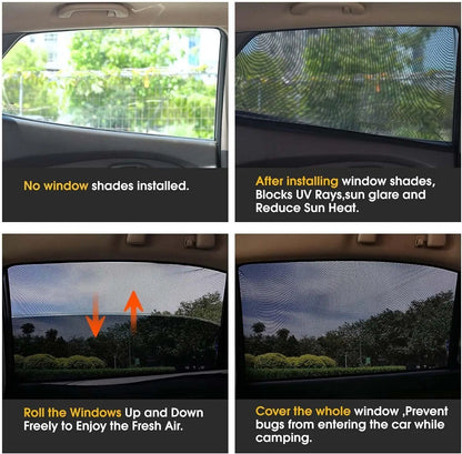 Elastic Mesh Car Window Shades – UV & Mosquito Protection for Front & Rear Side Windows