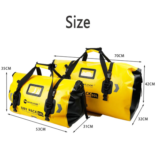 Waterproof Dry Duffel Bag (50L & 80L) Roll-Top with Straps for Kayaking & Rafting