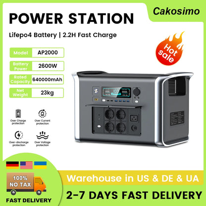 Portable Camping Power Station (500W to 2600W Solar Generator & Backup Battery)