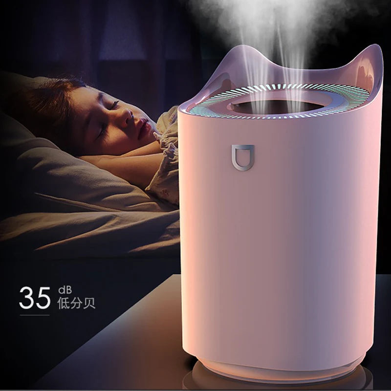 2L Light Humidifier Home Desktop Air Water Replenishment And Humidification Cat Ear Shaped Portable Ultrasonic Air Humidifier
