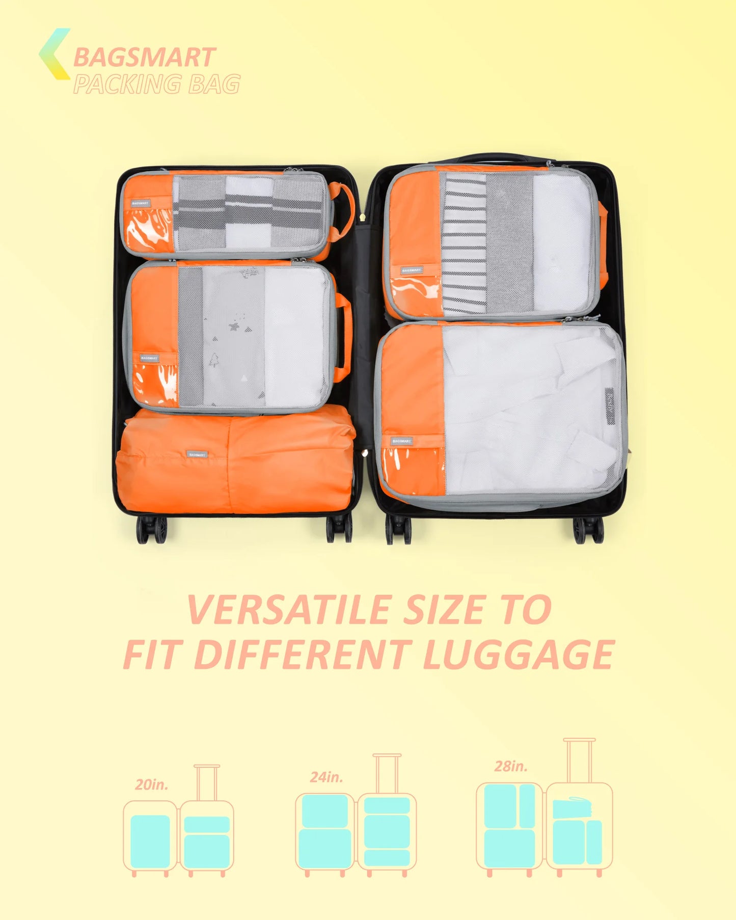 Durable & Lightweight Organizer Compression Packing Cubes Bags Set (2/4/6)