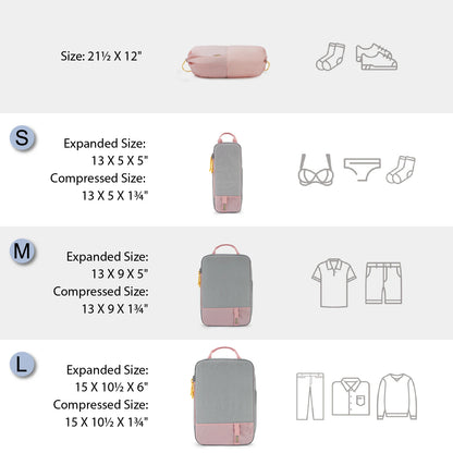 Durable & Lightweight Organizer Compression Packing Cubes Bags Set (2/4/6)
