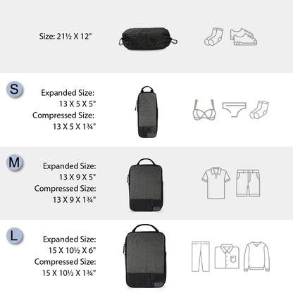 Durable & Lightweight Organizer Compression Packing Cubes Bags Set (2/4/6)