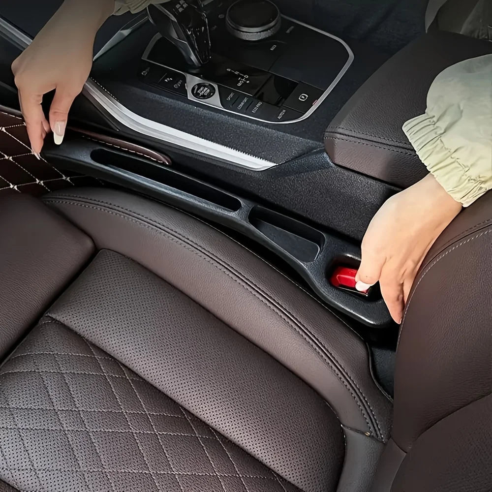 Car Seat Gap Storage Organizer – 2PC Waterproof PU Gap Fillers with Grooves