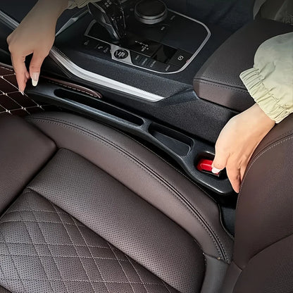 Car Seat Gap Storage Organizer – 2PC Waterproof PU Gap Fillers with Grooves