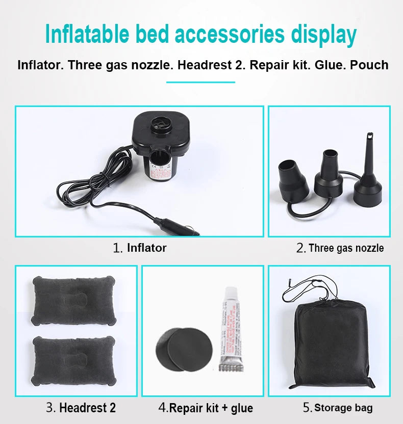 Multifunctional PVC Flocked Mattress Inflatable Car Bed