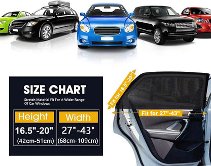 Elastic Mesh Car Window Shades – UV & Mosquito Protection for Front & Rear Side Windows