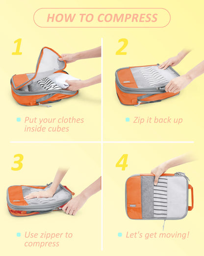 Durable & Lightweight Organizer Compression Packing Cubes Bags Set (2/4/6)